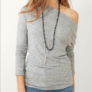 Stella & Dot Slouchy Ren Top Light Gray M